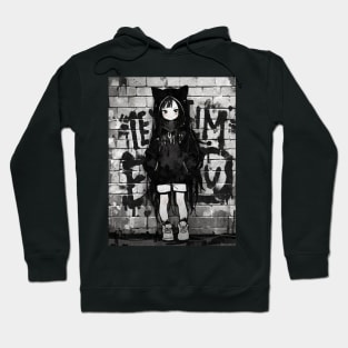 Kawaii Aesthetic Manga Nekomimi Anime Cat Girl Graffiti Art Style Hoodie